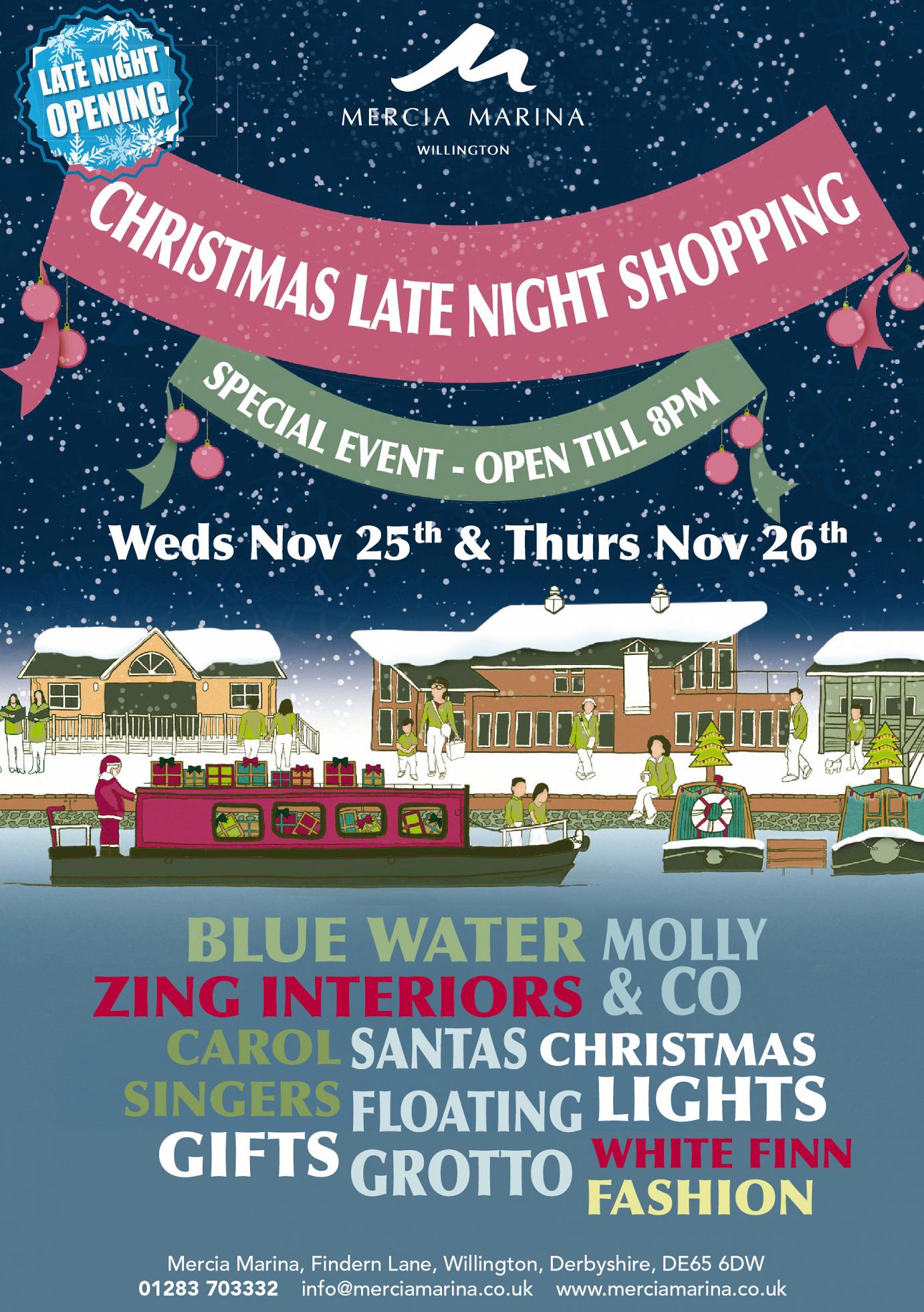 mercia marina christmas late night shopping event christmas shopping flyer